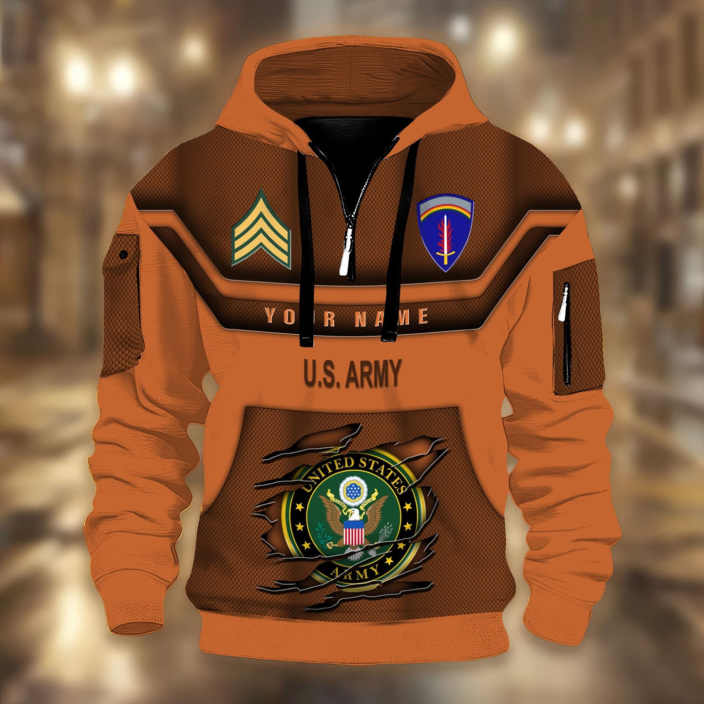 Army Division - Personalized US Soldier/ Veteran 3D Half-zip Hoodie -17508096