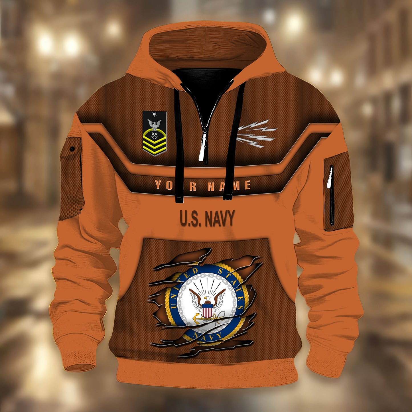 Navy Rating - Personalized US Soldier/ Veteran 3D Half-zip Hoodie -17508096