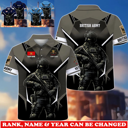 Personalized UK Soldier/Veteran Camo with Rank, Name and Year POLO All Over Printed - 1775347203