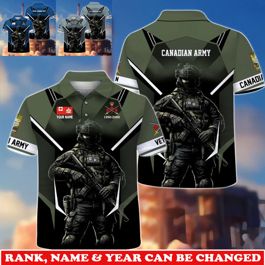 Personalized Canada Soldier/Veteran Camo with Rank, Name and Year POLO All Over Printed - 1775347203
