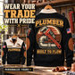 Personalized Plumber Built to Flow sweatshirt Facebook ad, Black, front and back views