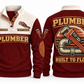 Plumber PLB01 sports sweatshirt jujube-red, front and back with flat printed artwork
