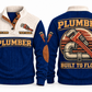 Plumber PLB01 sports sweatshirt navy, front and back with flat printed artwork