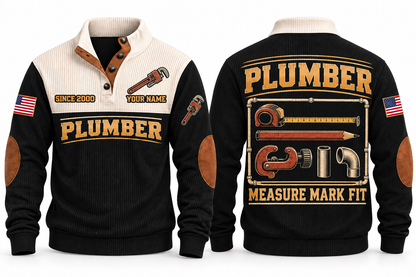 Plumber PLB02 sports sweatshirt black, front and back with flat printed artwork