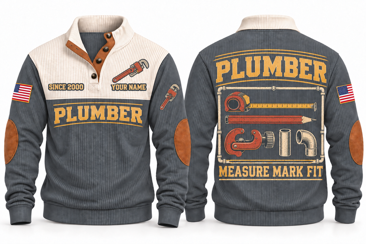 Plumber PLB02 sports sweatshirt grey, front and back with flat printed artwork