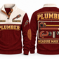 Plumber PLB02 sports sweatshirt jujube-red, front and back with flat printed artwork