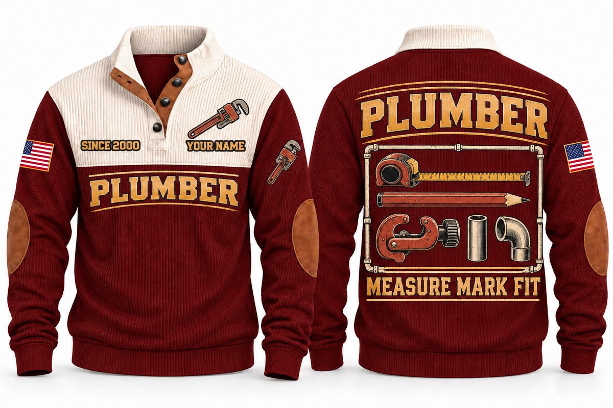Plumber PLB02 sports sweatshirt jujube-red, front and back with flat printed artwork