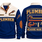 Plumber PLB02 sports sweatshirt navy, front and back with flat printed artwork