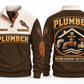 Plumber PLB03 sports sweatshirt brown, front and back with flat printed artwork