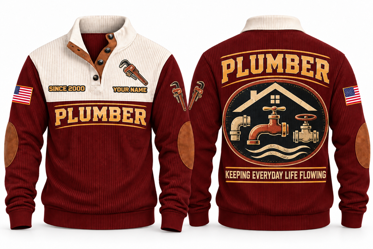 Plumber PLB03 sports sweatshirt jujube-red, front and back with flat printed artwork