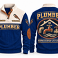 Plumber PLB03 sports sweatshirt navy, front and back with flat printed artwork