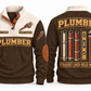 Plumber PLB04 sports sweatshirt brown, front and back with flat printed artwork