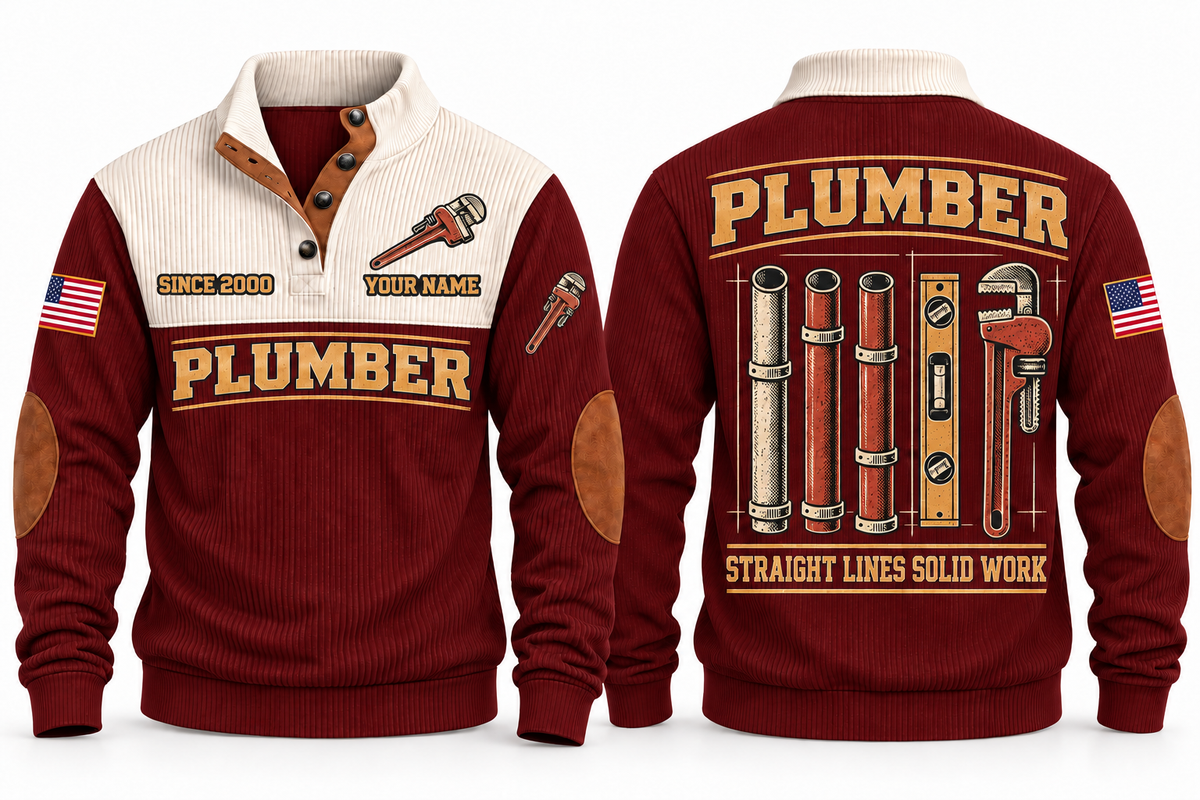 Plumber PLB04 sports sweatshirt jujube-red, front and back with flat printed artwork