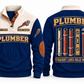 Plumber PLB04 sports sweatshirt navy, front and back with flat printed artwork