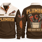 Plumber PLB05 sports sweatshirt brown, front and back with flat printed artwork