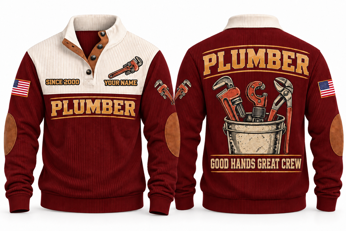 Plumber PLB05 sports sweatshirt jujube-red, front and back with flat printed artwork