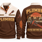 Plumber PLB06 sports sweatshirt brown, front and back with flat printed artwork