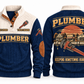 Plumber PLB06 sports sweatshirt navy, front and back with flat printed artwork