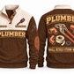 Plumber PLB07 sports sweatshirt brown, front and back with flat printed artwork