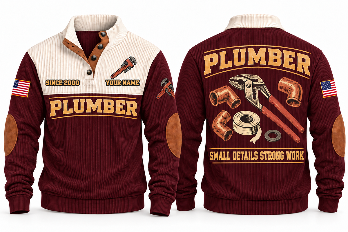 Plumber PLB07 sports sweatshirt jujube-red, front and back with flat printed artwork
