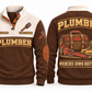 Plumber PLB08 sports sweatshirt brown, front and back with flat printed artwork