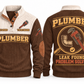 Plumber PLB09 sports sweatshirt brown, front and back with flat printed artwork