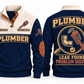 Plumber PLB09 sports sweatshirt navy, front and back with flat printed artwork