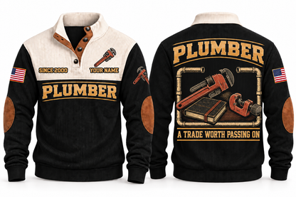 Plumber PLB10 sports sweatshirt black, front and back with flat printed artwork