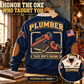 Personalized Plumber Trade Carried Forward sweatshirt ad, Navy, front and back views