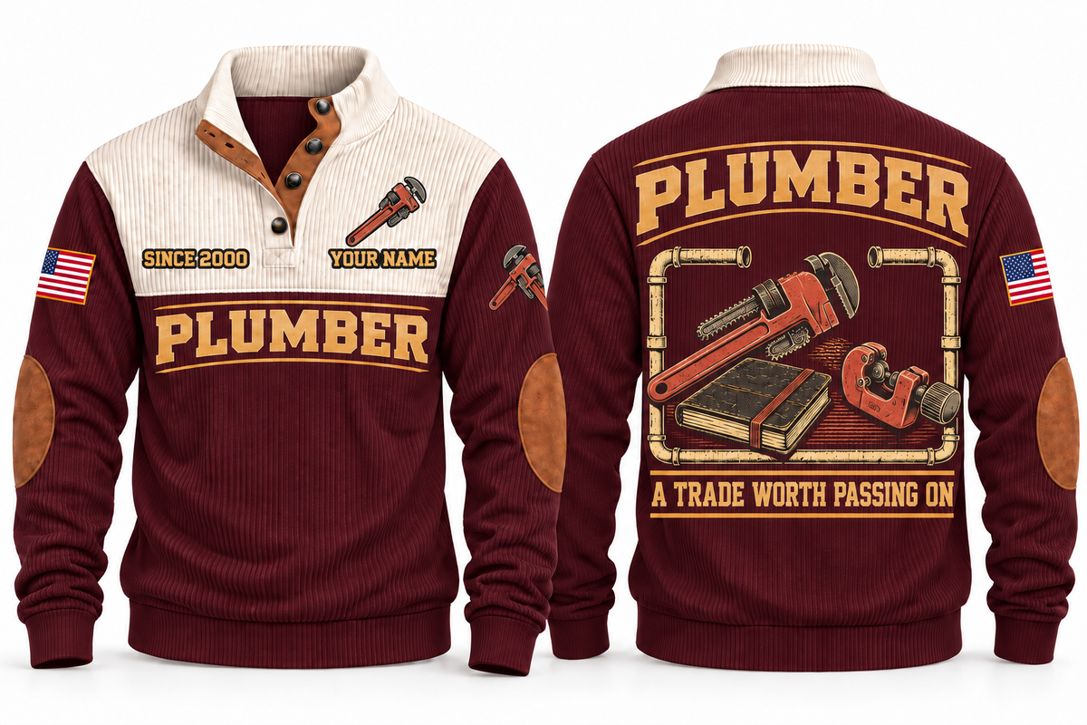 Plumber PLB10 sports sweatshirt jujube-red, front and back with flat printed artwork
