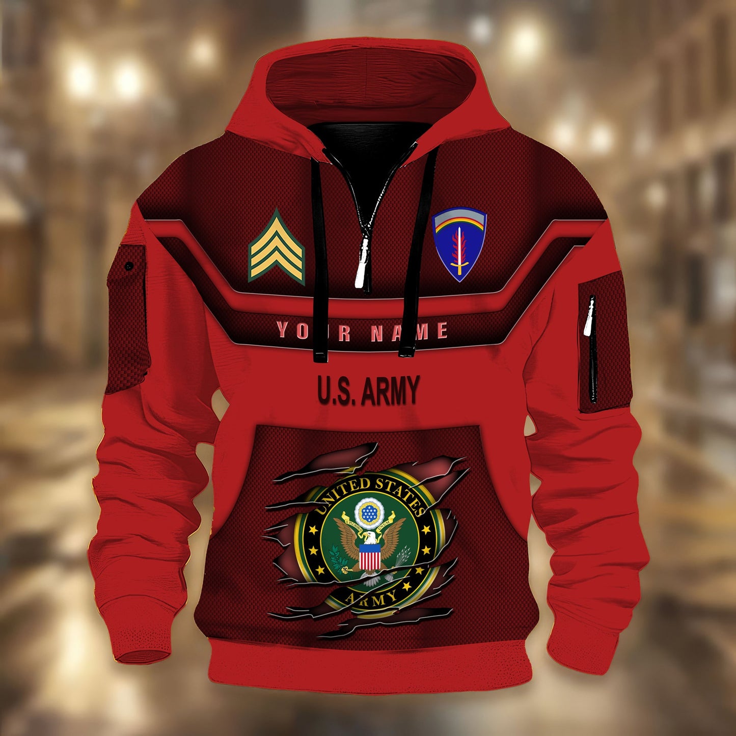Army Division - Personalized US Soldier/ Veteran 3D Half-zip Hoodie -17508096