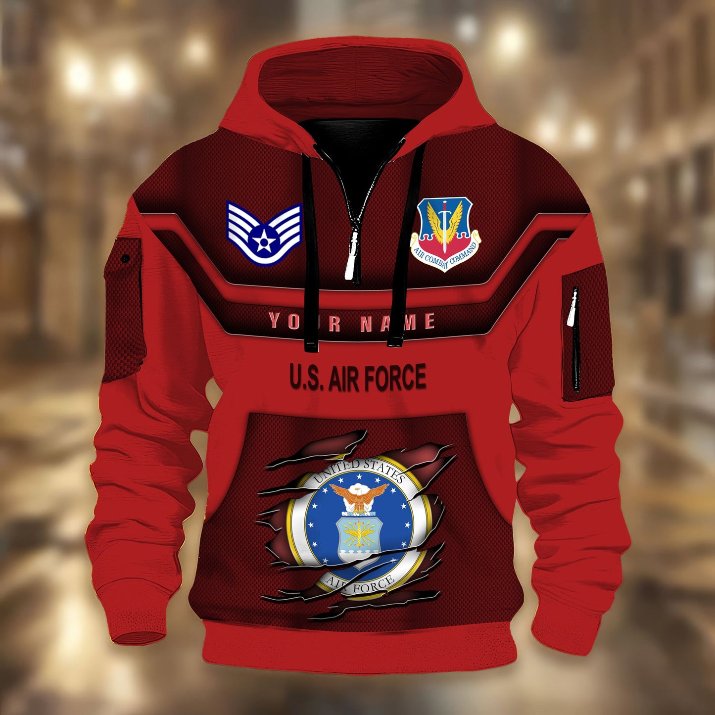 Air Force Command - Personalized US Soldier/ Veteran 3D Half-zip Hoodie -17508096