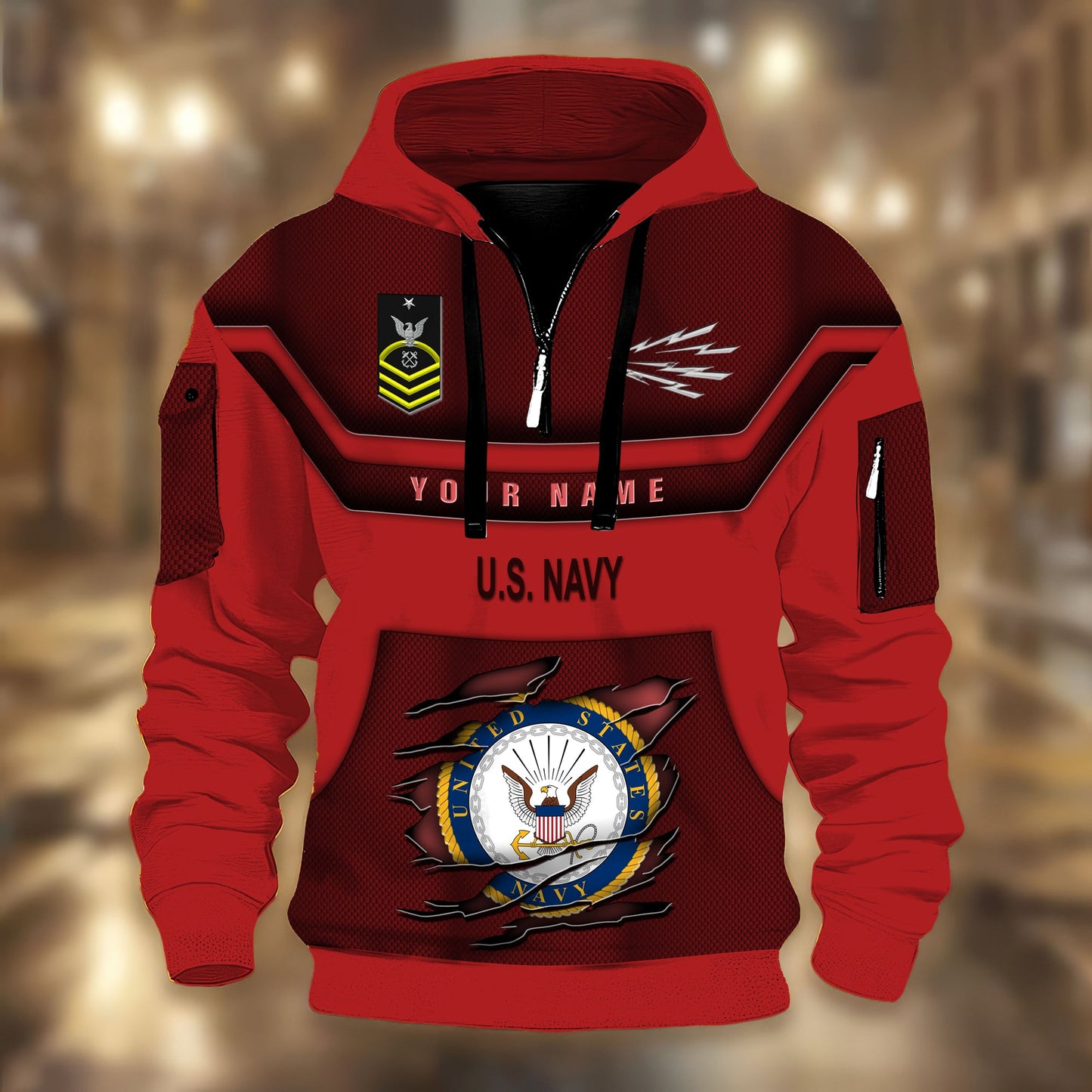 Navy Rating - Personalized US Soldier/ Veteran 3D Half-zip Hoodie -17508096