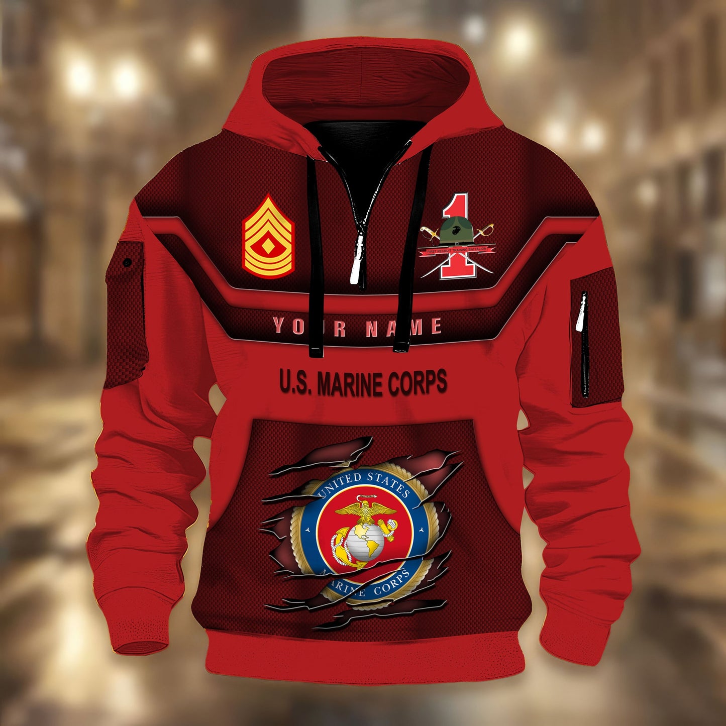 Marines Battalions - Personalized US Soldier/ Veteran 3D Half-zip Hoodie -17508096
