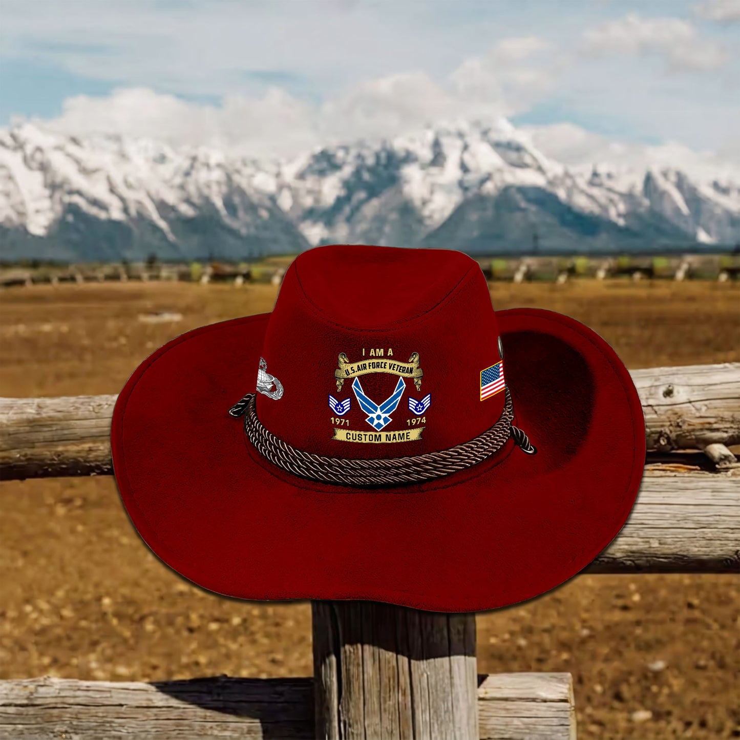 Air Force Badge - Personalized US Soldier/ Veteran With Rank, Name and Year Cowboy Hat - 1776902402