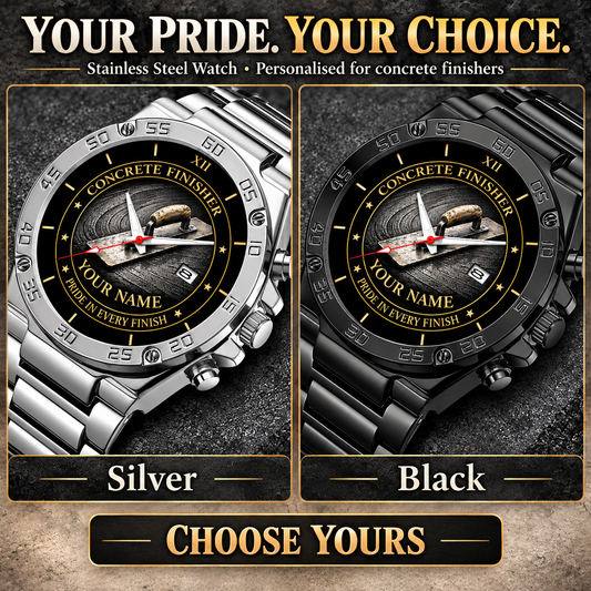 Personalized Concrete Finisher Stainless Steel Watch - Heritage Dial - advertising image