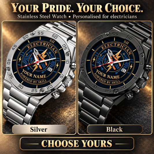 Personalized Electrician Stainless Steel Watch - Heritage Dial - advertising image