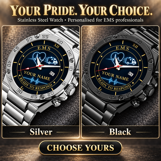 Personalized EMS Stainless Steel Watch - Heritage Dial - advertising image