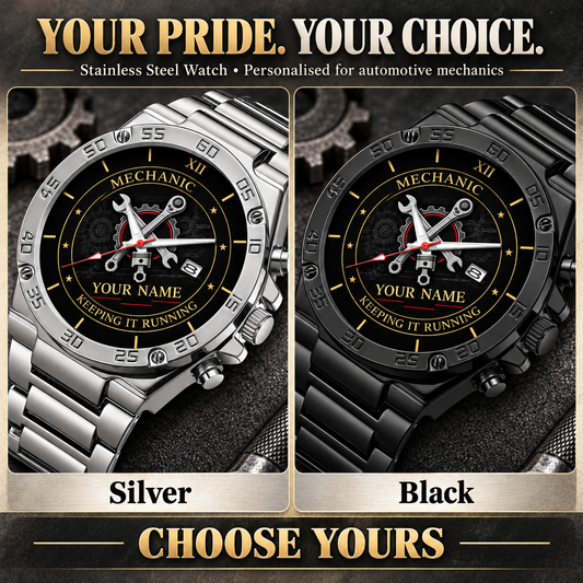 Personalized Mechanic Stainless Steel Watch - Heritage Dial - advertising image