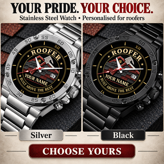 Personalized Roofer Stainless Steel Watch - Heritage Dial - advertising image