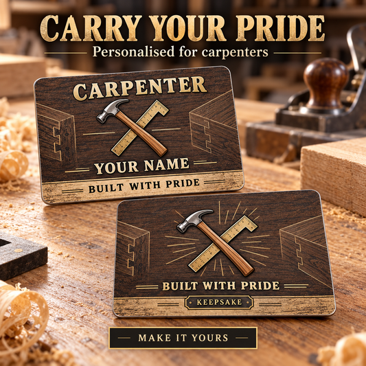 Personalized Carpenter Aluminum Wallet Card - Craft Camo - advertising image