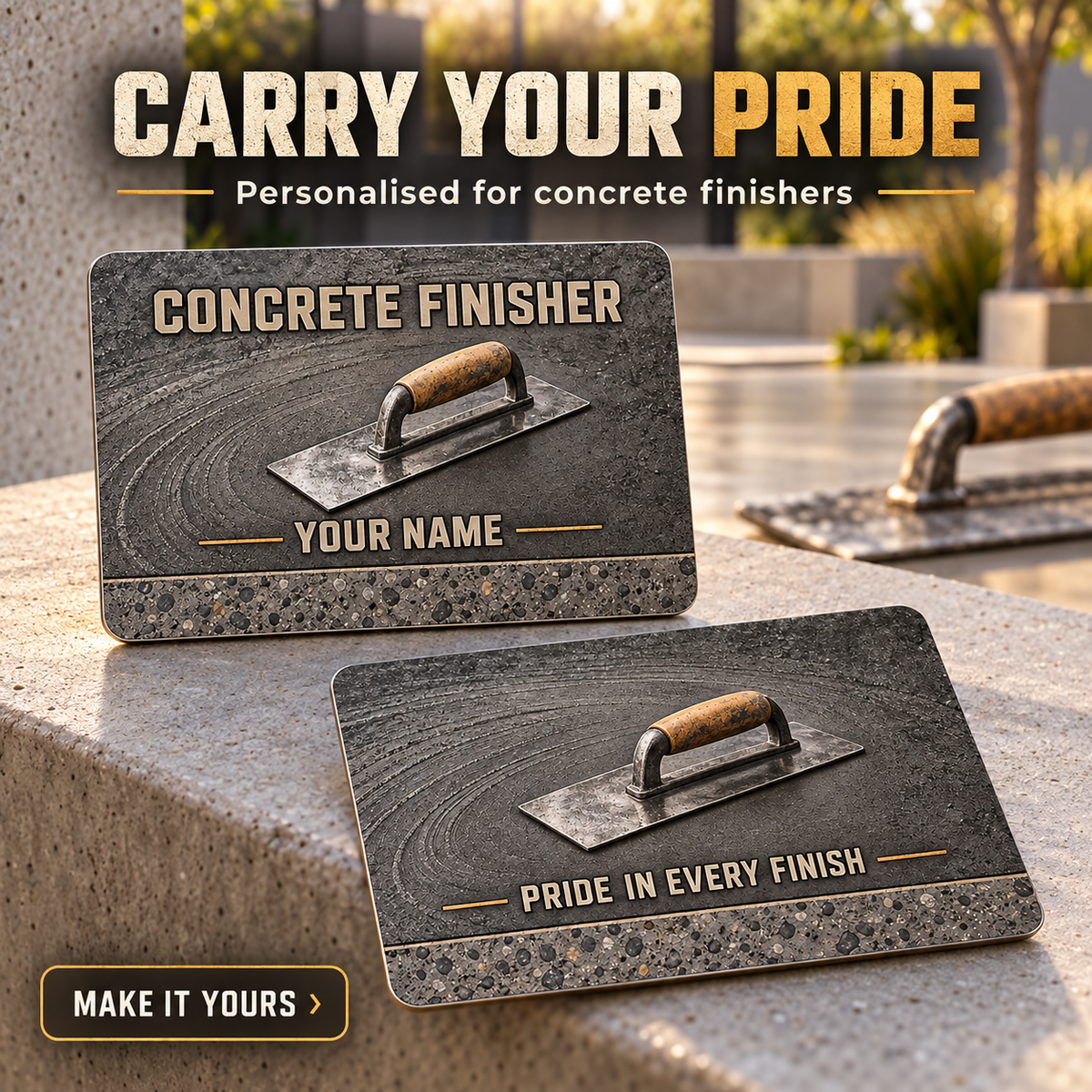 Personalized Concrete Finisher Aluminum Wallet Card - Craft Camo - advertising image