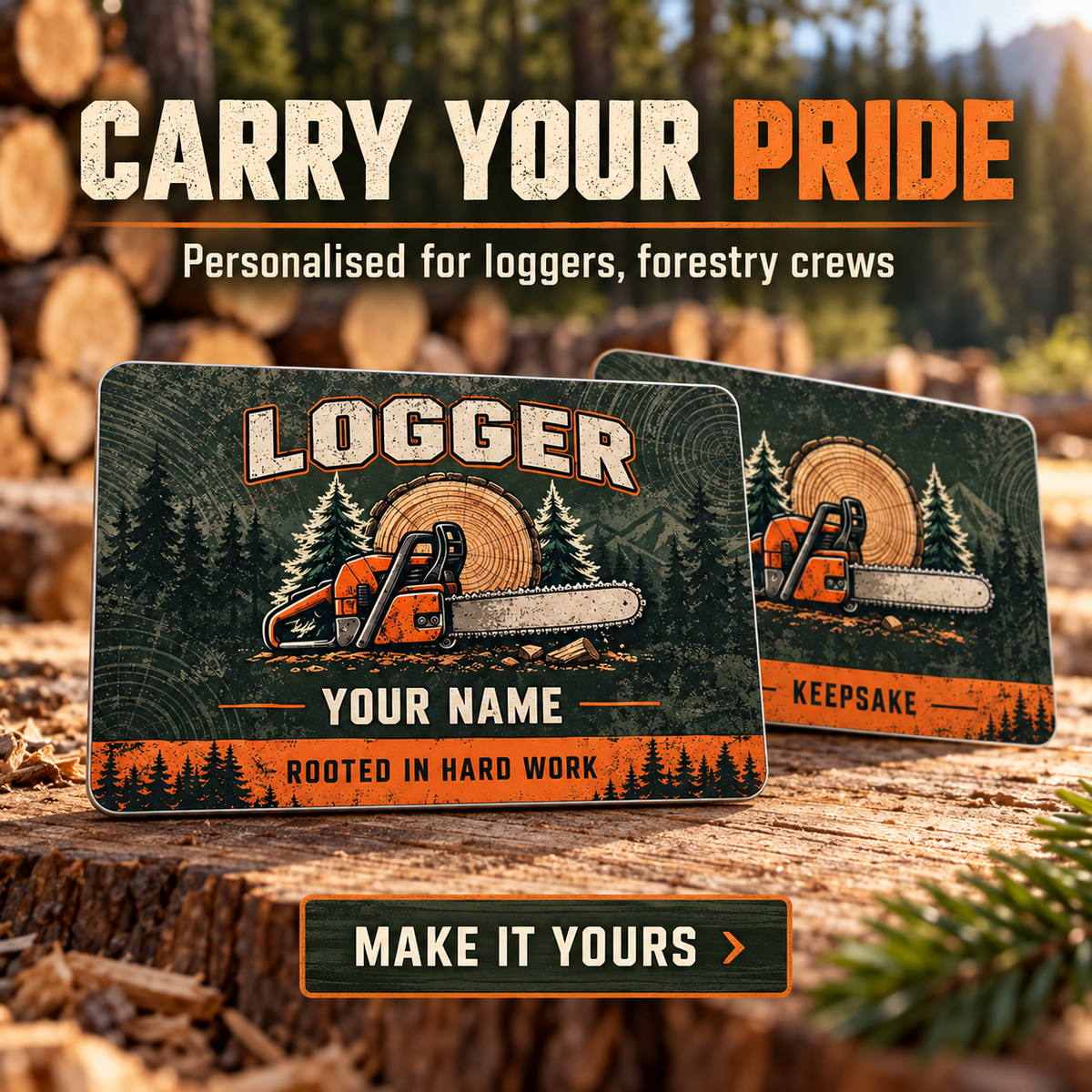 Personalized Logger Aluminum Wallet Card - Craft Camo - advertising image