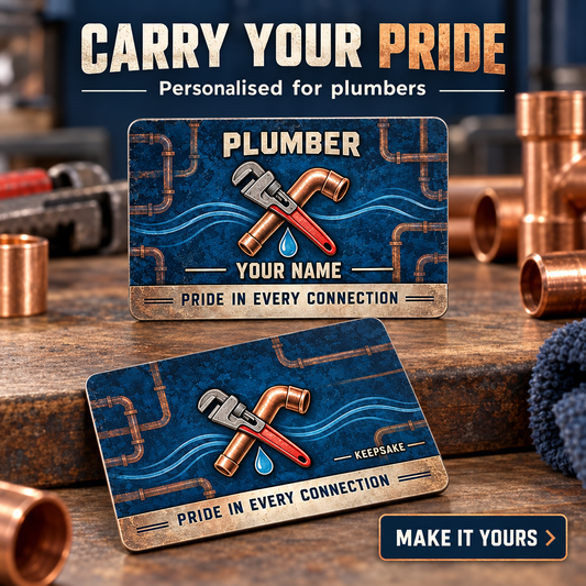 Personalized Plumber Aluminum Wallet Card - Craft Camo - advertising image