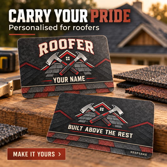 Personalized Roofer Aluminum Wallet Card - Craft Camo - advertising image