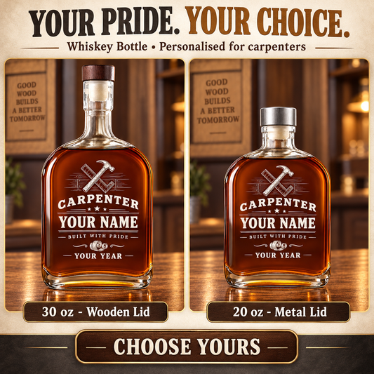 Personalized Carpenter Whiskey Bottle - Milestone Label - advertising image