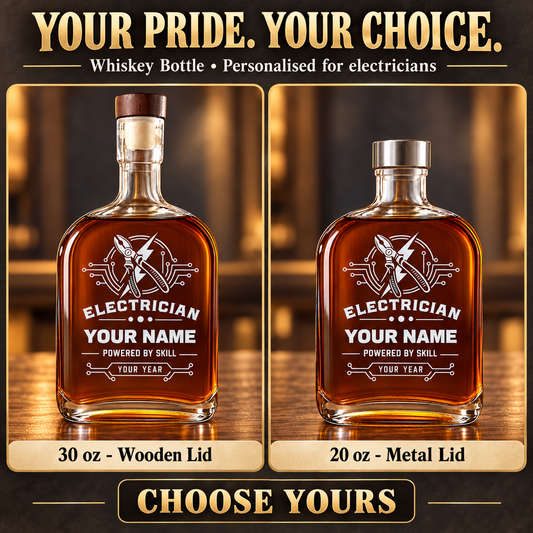 Personalized Electrician Whiskey Bottle - Milestone Label - advertising image