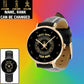 Personalized Swiss Soldier/ Veteran With Name, Rank Black Stitched Leather Watch - 17115840 - Gold Version