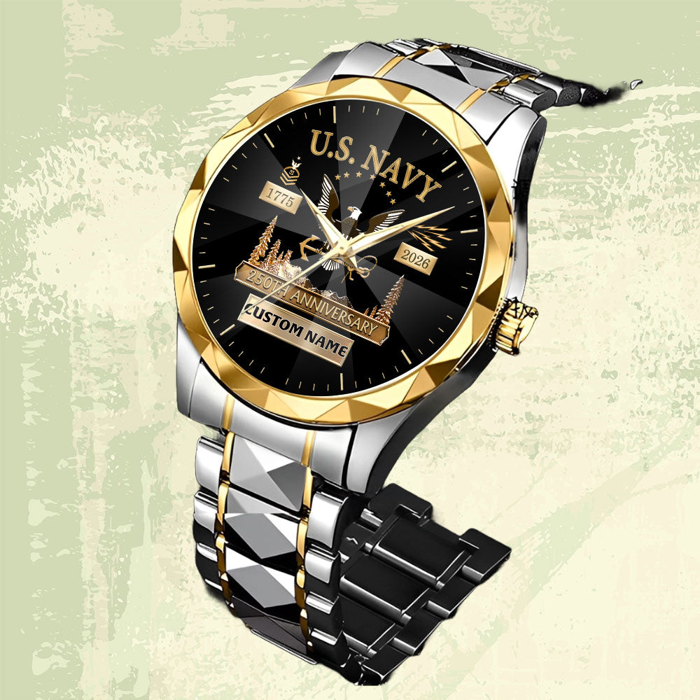 Navy Rating - Personalized US Soldier/ Veteran With Name, Rank And Year Gentleman Crystal Metal Watch - 1777334402