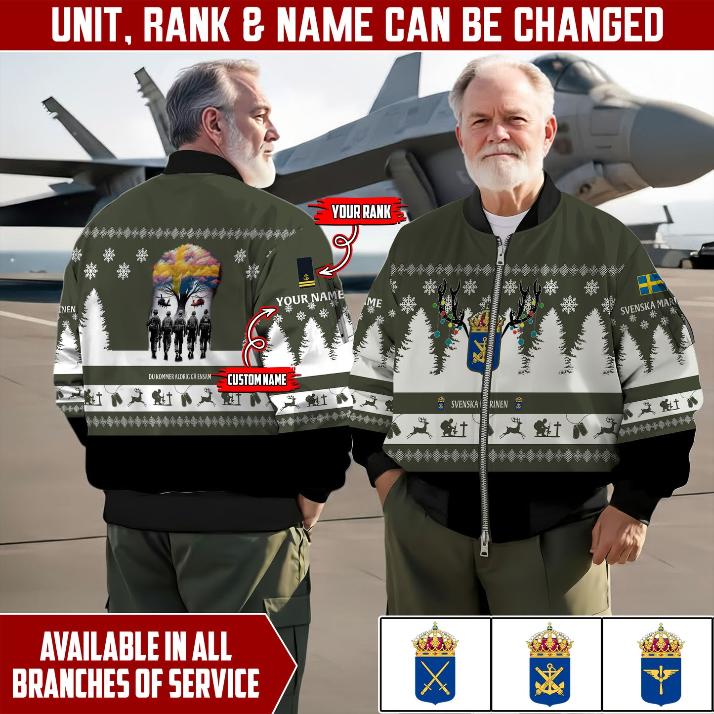Personalized Sweden Soldier/Veteran Camo with Name And Rank Sweater All Over Printed - 17298144